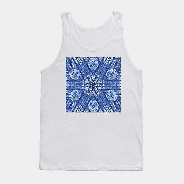 radial snowflake style pattern and design hexagonal kaleidoscopic style in shades of BLUE Tank Top by mister-john